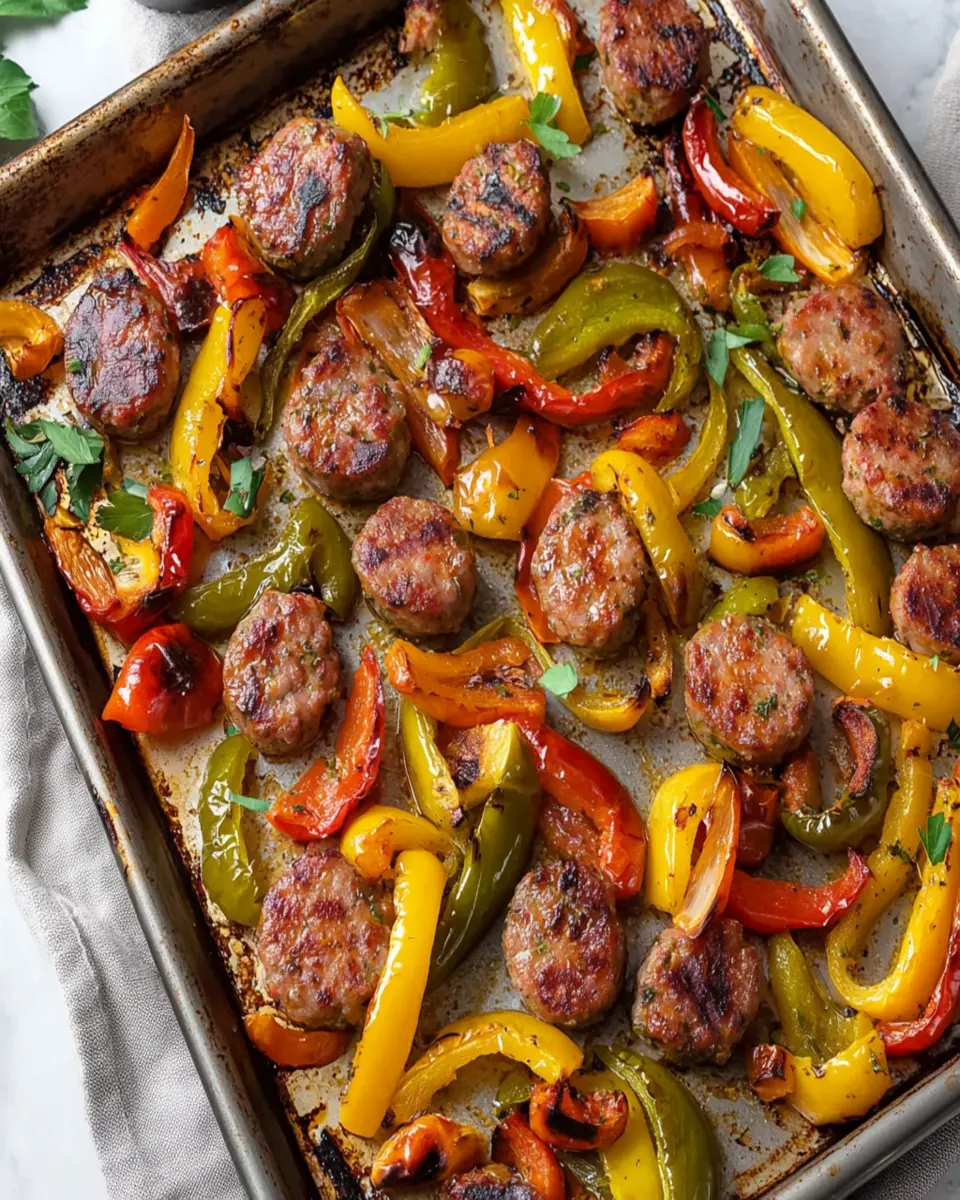Sheet Pan Sausage and Peppers First Image First Image