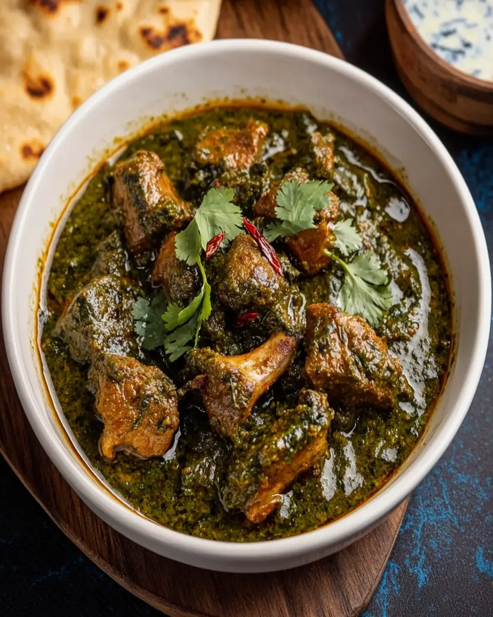 Saag Gosht Recipe (Mutton Cooked With Greens) First Image First Image