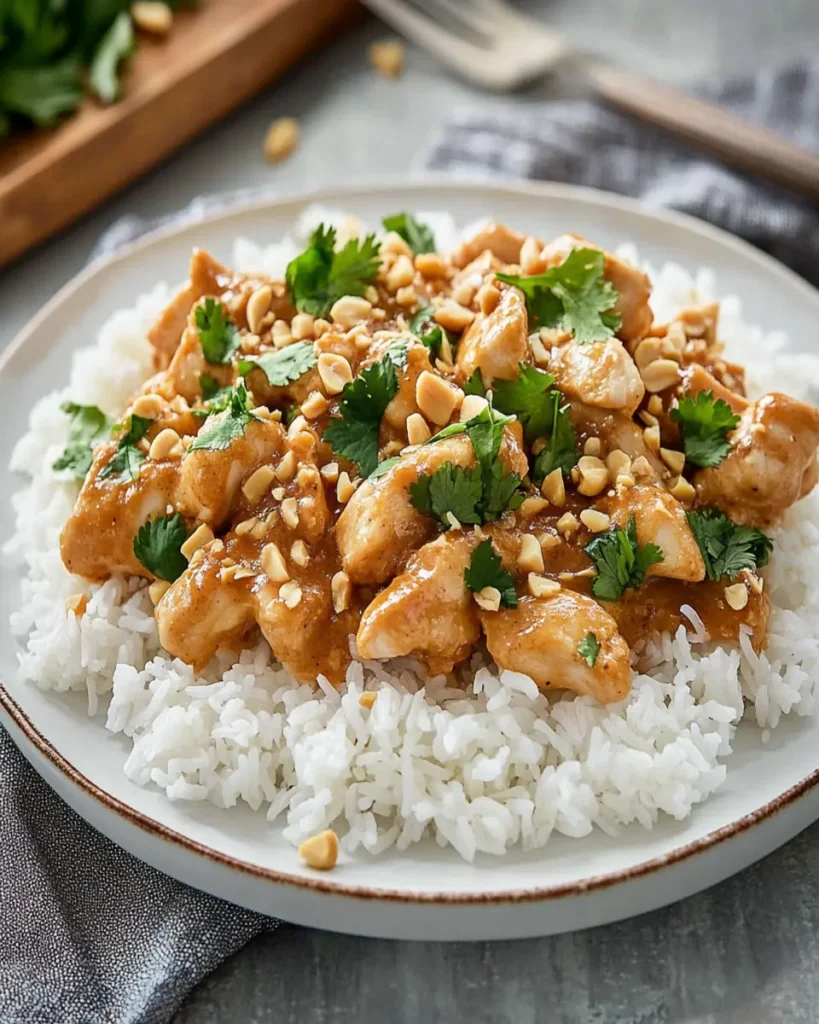 Easy Crockpot Thai Peanut Chicken Recipe First Image First Image
