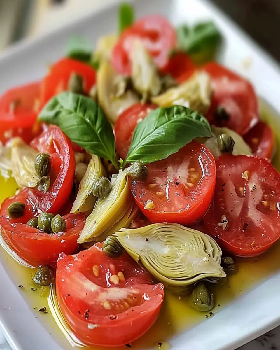 Refreshing Tomato and Artichoke Salad with Capers First Image First Image